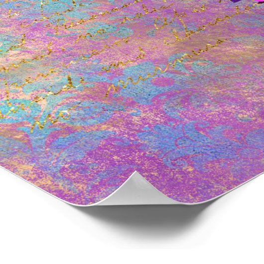 Floral Heart Gold  handschrift Poster (Hoek)