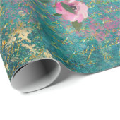 Floral Heart Gold Romantic Handwriting Cadeaupapier (Rol Hoek)