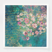 Floral Heart Gold Romantic Handwriting Decoupage Servet (Voorkant)