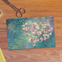 Floral Heart Gold Romantic Handwriting Decoupage