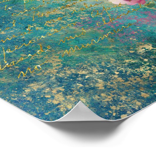 Floral Heart Gold Romantic Handwriting Poster (Hoek)