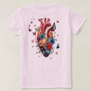 Floral Heart Graphic T-shirt   artistieke bloei