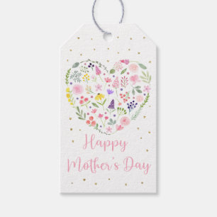 Floral Heart Happy Moederdag Cadeaulabel