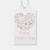Floral Heart Happy Moederdag Gift Labels Cadeaulabel (Voorkant)