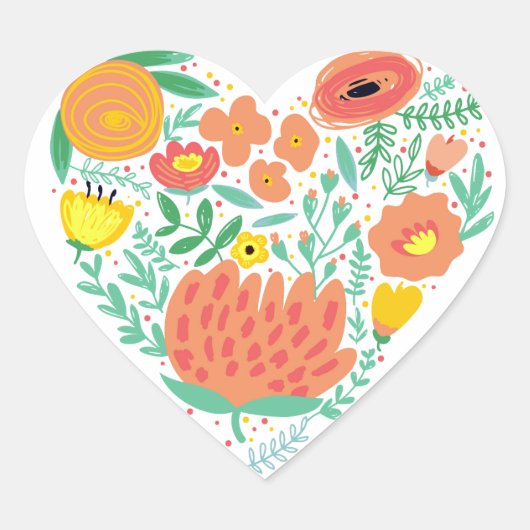 Floral Heart Hart Sticker (Voorkant)