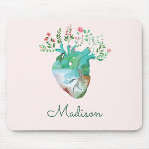 Floral Heart Health  Anatomie Gepersonaliseerd Muismat