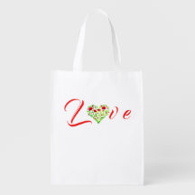 Floral Heart, herbruikbare grocery Waterverf