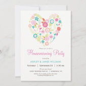 Floral Heart Housewarming Party Uitnodiging (Voorkant)