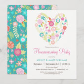 Floral Heart Housewarming Party Uitnodiging (Voorkant / Achterkant)