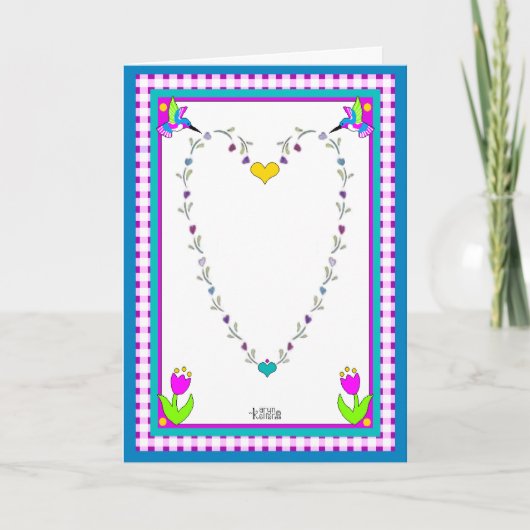 Floral Heart, Hummingbird, Buffalo Pset card Kaart (Voorkant)