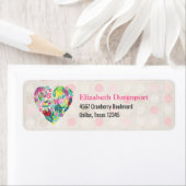 Floral Heart Illustration in Pink and Green Etiket (Insitu)
