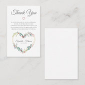 Floral Heart in Pink with Thanks Visitekaartje (Voorkant / Achterkant)