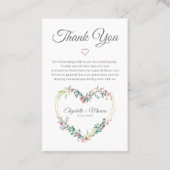 Floral Heart in Pink with Thanks Visitekaartje (Voorkant)