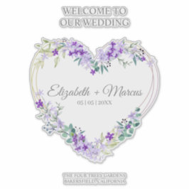 Floral Heart in Purple for Welcome Guests Wedding Sticker