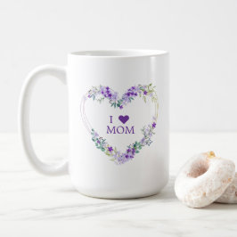 Floral Heart in Purple with Quote for Mom Koffiemok