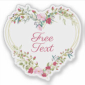 Floral Heart in Roze en Rode Shades Aangepaste tek Sticker (Voorkant)