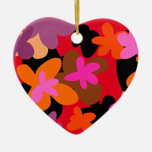 Floral Heart kerstversiering Keramisch Ornament (Voorkant)