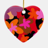 Floral Heart kerstversiering Keramisch Ornament (Achterkant)