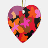 Floral Heart kerstversiering Keramisch Ornament (Links)