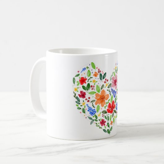 Floral Heart Koffiemok (Voorkant links)