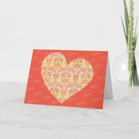  Floral Heart Love Baroque Art Note Kaart (Voorkant)