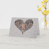  Floral Heart Love in Grey Art Note Kaart (Gele Bloem)