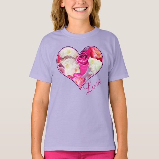 Floral Heart Love T-shirt (Voorkant)
