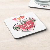 floral Heart "Love U. Mom" coaster Bier Onderzetter (Linkerzijde)