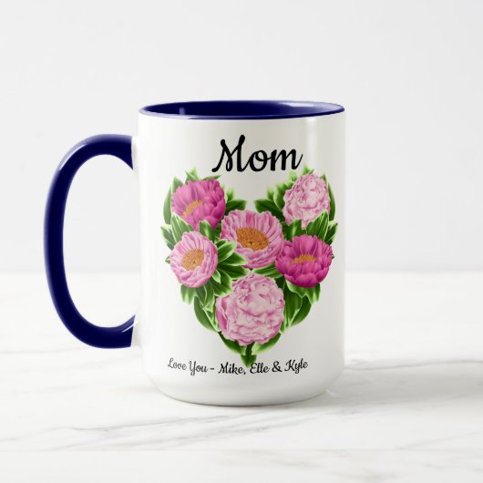 Floral Heart Love You Mom Mok – Moederdag Gift (Links)