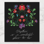 Floral Heart met Citaat Wijn Etiket (Enkel label)