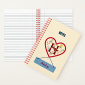Floral Heart Monogram - Genoemd met letter H Notitieboek (Binnen)