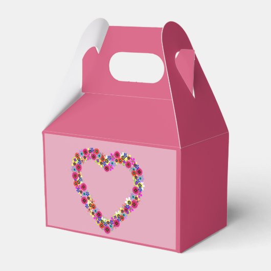 Floral Heart op Roze Bedankdoosjes (Voorkant Zijde)