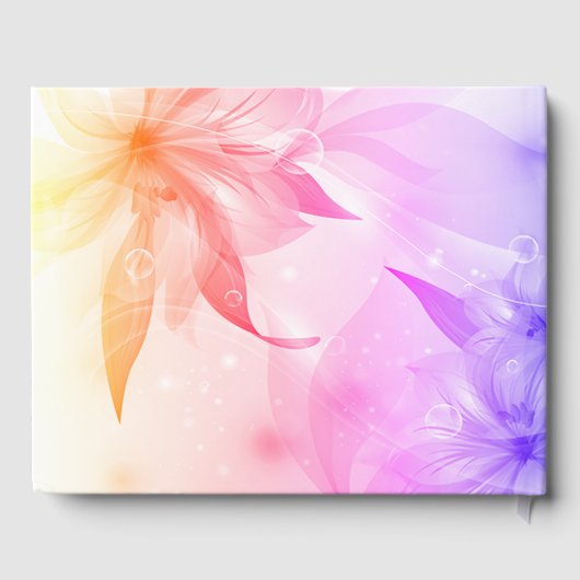 Floral Heart Oranje Paarse Dewdrops Weddenschap Gastenboek (Achterkant)