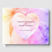 Floral Heart Oranje Paarse Dewdrops Weddenschap Gastenboek (Voorkant)