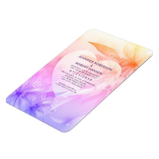 Floral Heart Oranje Paarse Dewdrops Weddenschap Magneet (Linkerzijde)