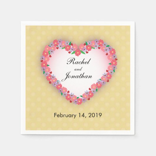Floral Heart over goud, persoonlijke weddenschappe Servet (Voorkant)