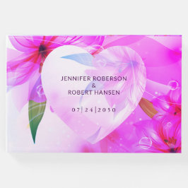 Floral Heart Paarse Dewdrops Weddenschap Gastenboek