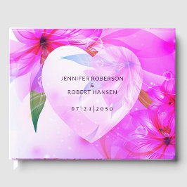 Floral Heart Paarse Dewdrops Weddenschap Gastenboek
