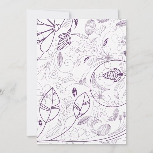 Floral Heart Paarse Wedding Kaart (Achterkant)