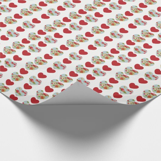 Floral Heart Pattern Wrapping Paper Cadeaupapier (Hoek)