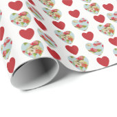 Floral Heart Pattern Wrapping Paper Cadeaupapier (Rol Hoek)