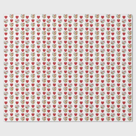 Floral Heart Pattern Wrapping Paper Cadeaupapier (Vlak)