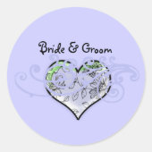 Floral Heart Periwinkle Blue en een aanraking met  Ronde Sticker (Voorkant)