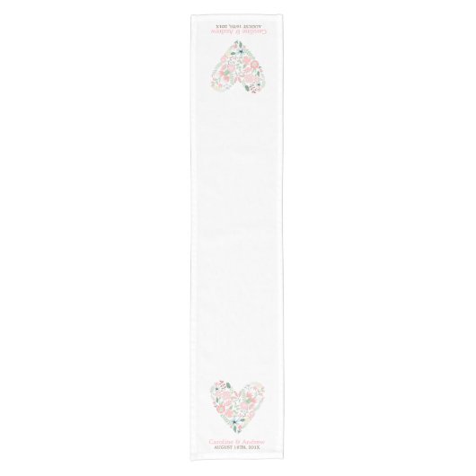 Floral Heart Persoonlijke bruiloft Korte Tafelloper (Voorkant)
