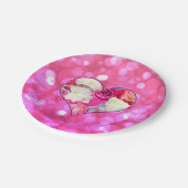 Floral Heart Pink Bokeh Papieren Bordje (Gekanteld)