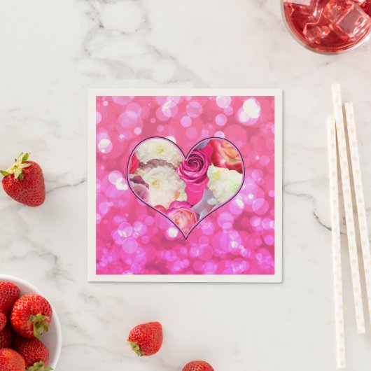 Floral Heart Pink Bokeh Servetten (Insitu)