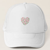 Floral Heart - Pink Daisy Botanical Nature Art Trucker Pet (Voorkant)