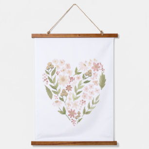 Floral Heart Pink Neutral Girl Nursery Decor Hangend Wandkleed