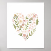 Floral Heart Pink Neutral Girl Nursery Decor Poster (Voorkant)