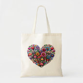 Floral Heart Pixel Art gepersonaliseerd Tote Bag (Voorkant)